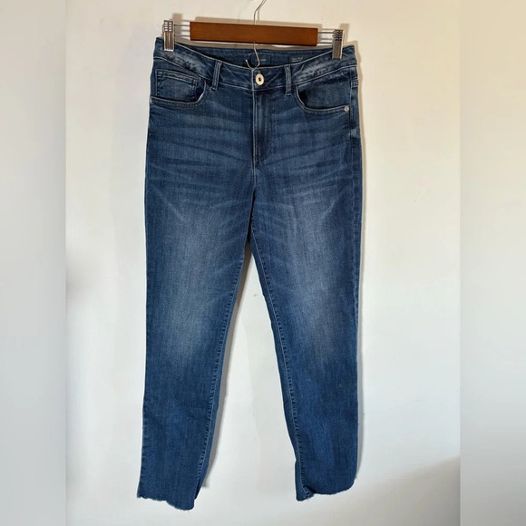 J. Jill High-Rise Fringed-Hem Straight-Leg Jeans Size 4‎ EUC 0238 - Picture 1 of 10